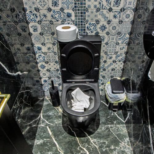 A blocked toilet at a bar in Cheshire which our drain engineers were asked to go and unblock